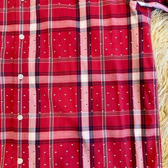 Club Room Men’s Red Scotch Plaid Cotton Button Down Dress Shirt - Large - Picture 5 of 5